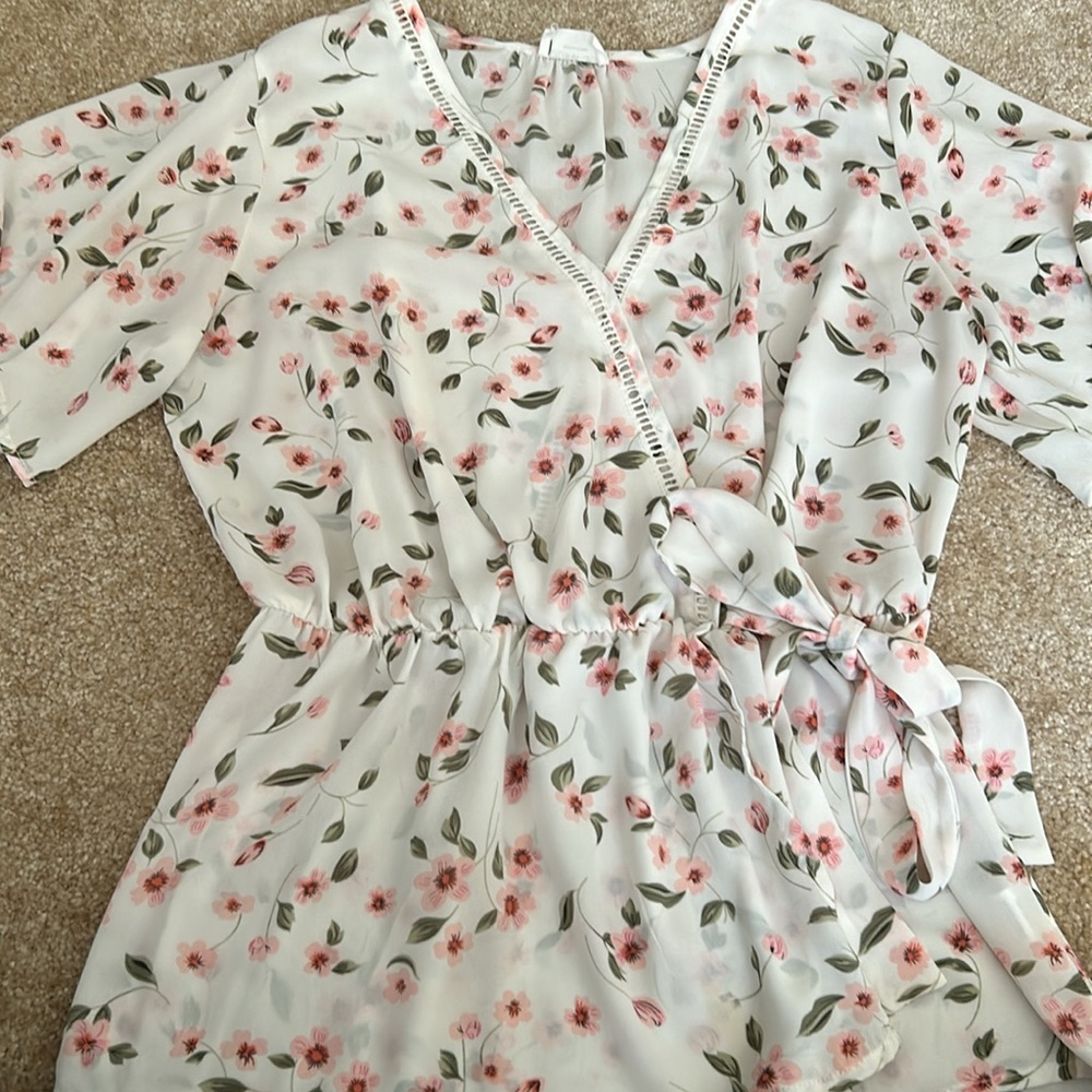Floral Faux-Wrap Top - Picture 2 of 3